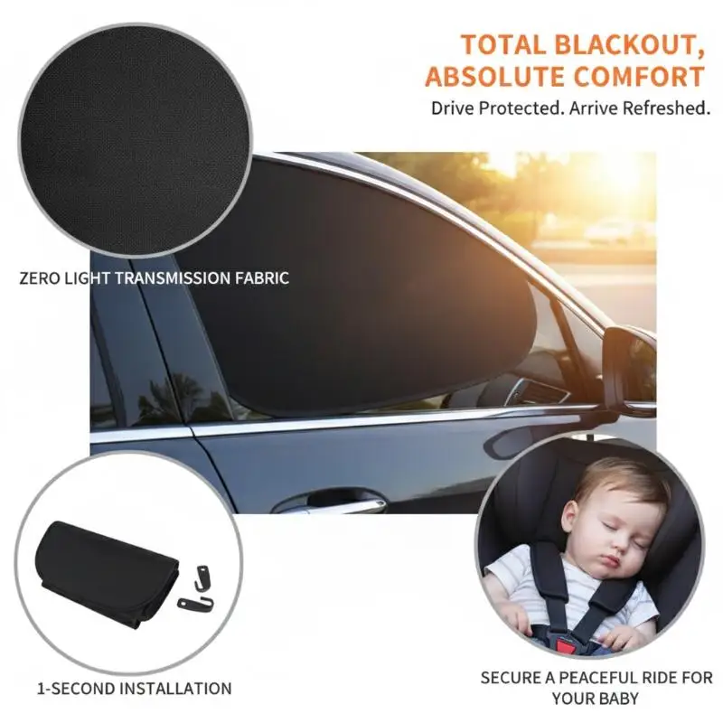 4PCS Universal Car Sunshade Curtain UV Heat Protection Electrostatic Auto Side Window Film Foldable New Electrostatic Sun Visor