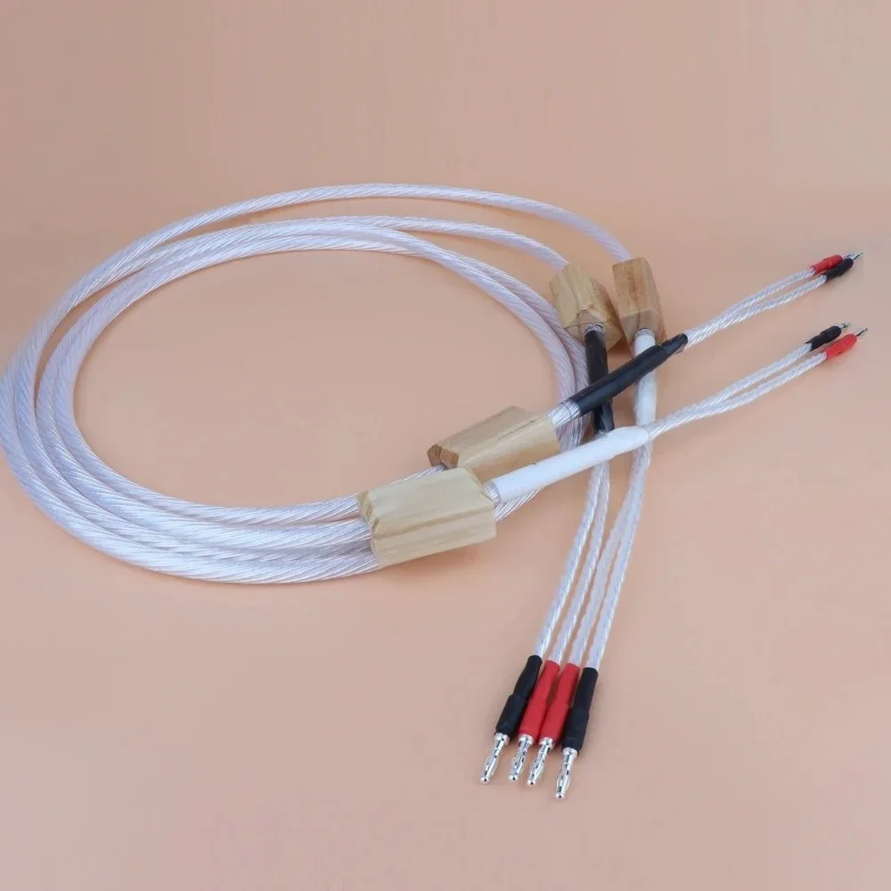 HIFI posrebrzany kabel głośnikowy High-end 5N OFC kabel głośnikowy rodowany wtyk bananowy 2 do 2 pojedynczy kabel 2 do 4 Biwire