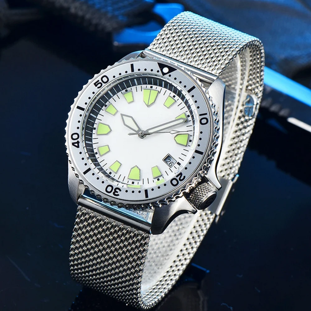 PARNSRPE 42mm Diver Automatic Men's NH35 Automatic Mechanical Men's Watch Green Dial Super Bright Luminous Sports Leisure Watch