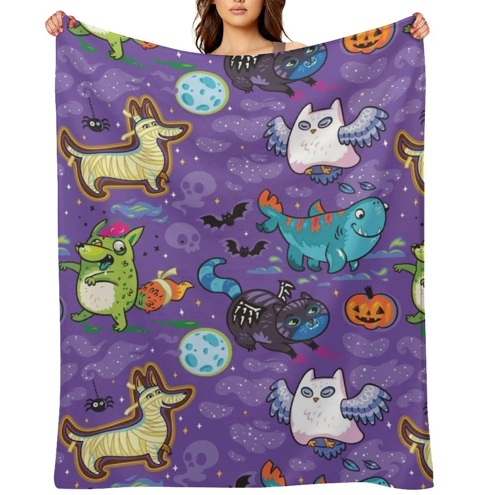 

Crazy Halloween Night Throw Blanket Hair For Sofa Thin Multi-Purpose Blankets