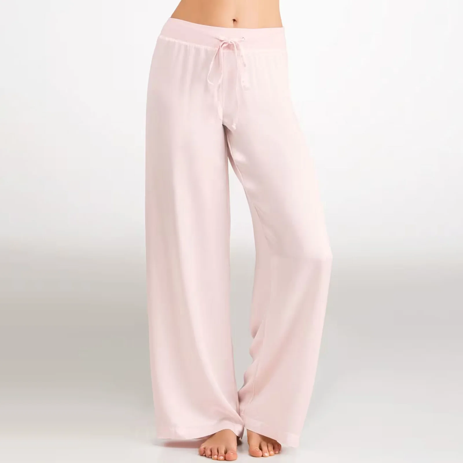 سراويل نسائية فاخرة من الساتان الخريفي كاجوال فضفاضة تناسب أنيقة ومتينة متوسطة الارتفاع مستقيمة الساق