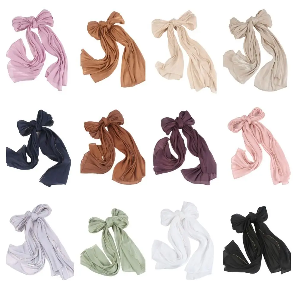 Sciarpa di lusso in stile etnico tinta unita con perline lunghe, foulard a catena, scialle sottile lucido, quotidiano