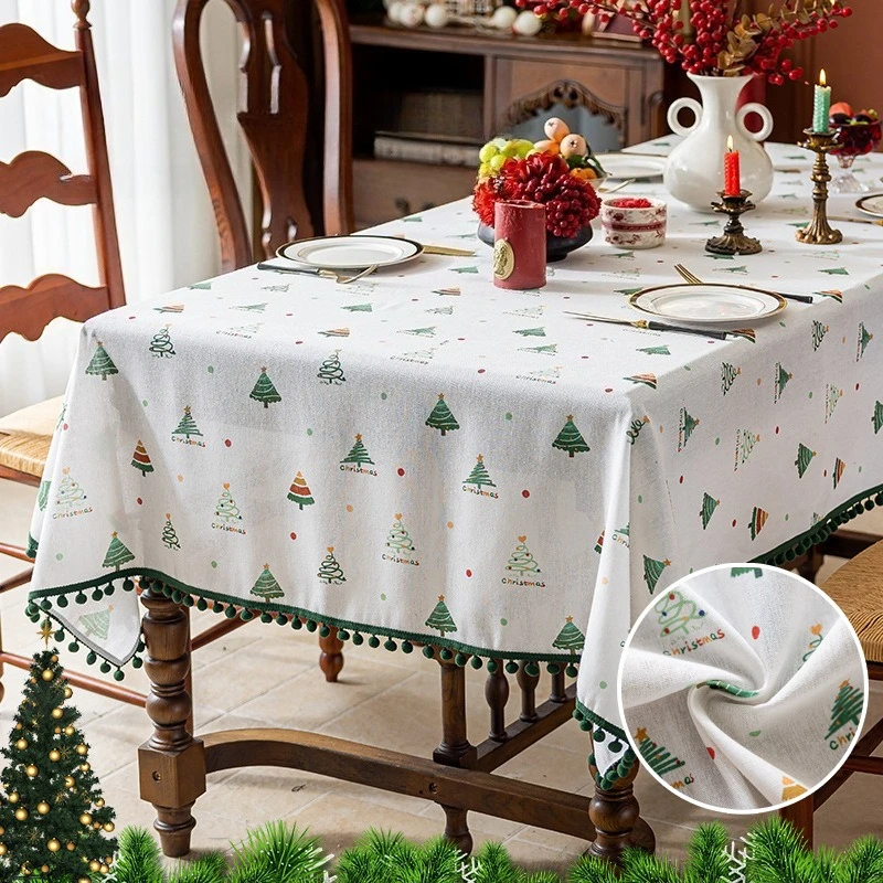 

Pastoral Cotton Tablecloth Rectangular Linen Fabric Washable Kitchen Dining Decor Floral Printed Home Banquet Party Table Cover