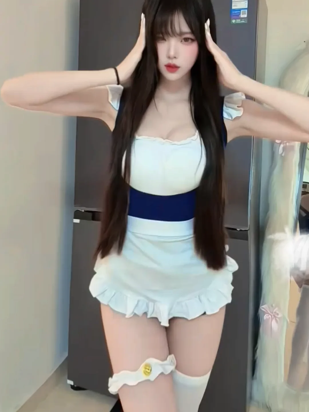 

Sexy Retro Barmaid Two-Piece Set Shorty Shorts Bodysuit Strapless V-Neck Summer Pure Desire Bodycon Shorts Outfit for Women