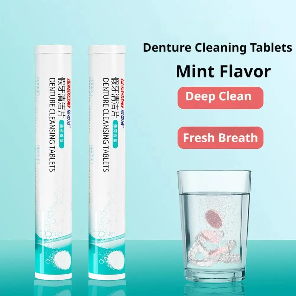 Denture Cleansing Tablets Cleaner For Retainers Aligners Night Guards False Teeth Soak Remover For Stains Odors Dental Care
