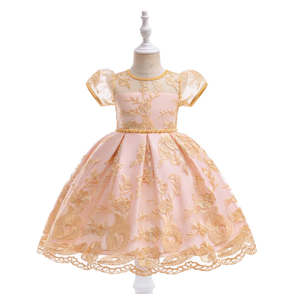 Girl Embroidery Bow Ball Gown Elegant Princess Wedding Childrens Birthday Fashion Party Piano Performance Costume view 4