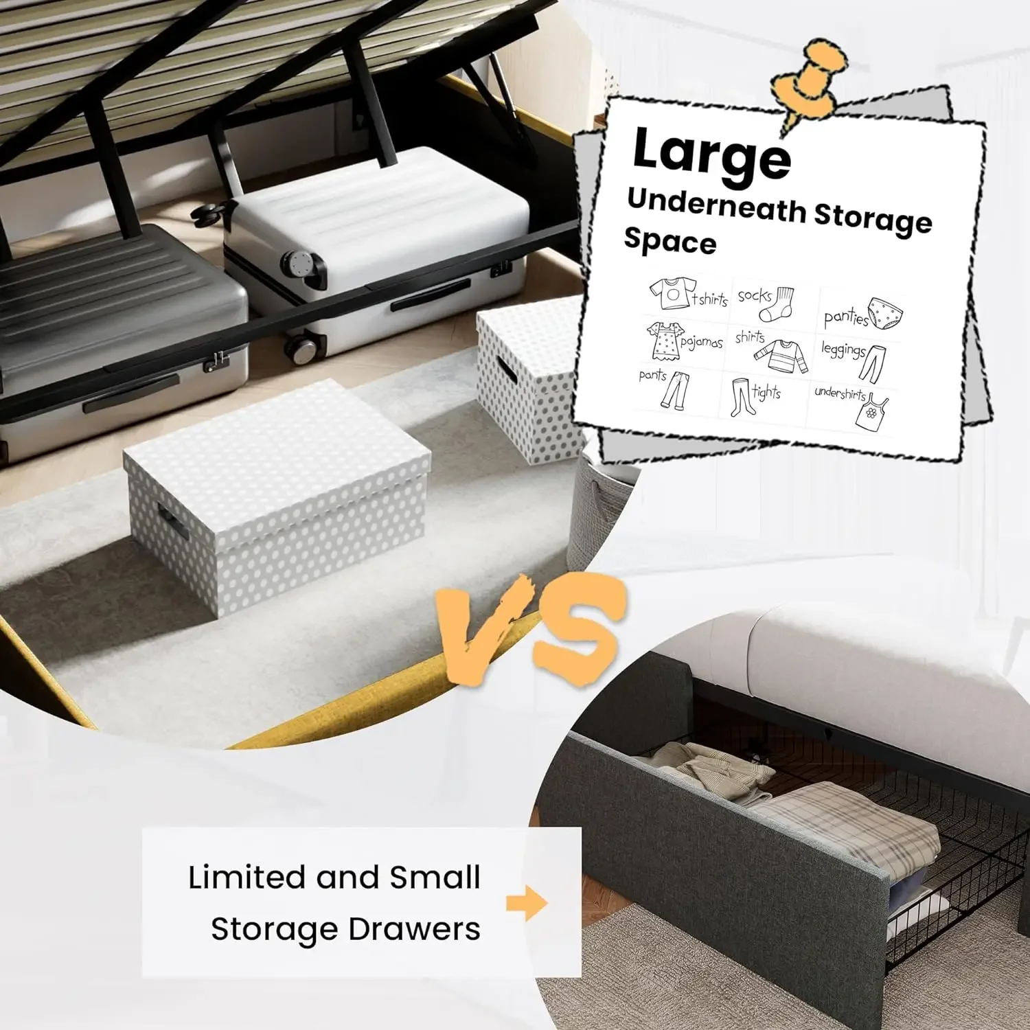 King Size Lift Up Storage Bed/Modern Wingback Headboard/Hydraulic Storage/Olive Yellow image 3
