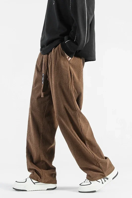 LIBIELIY 2025 Men Casual Pants Vintage Casual Straight Pants Autumn Korean Fashion Wide Leg Trousers Men Street Corduroy Pantalo