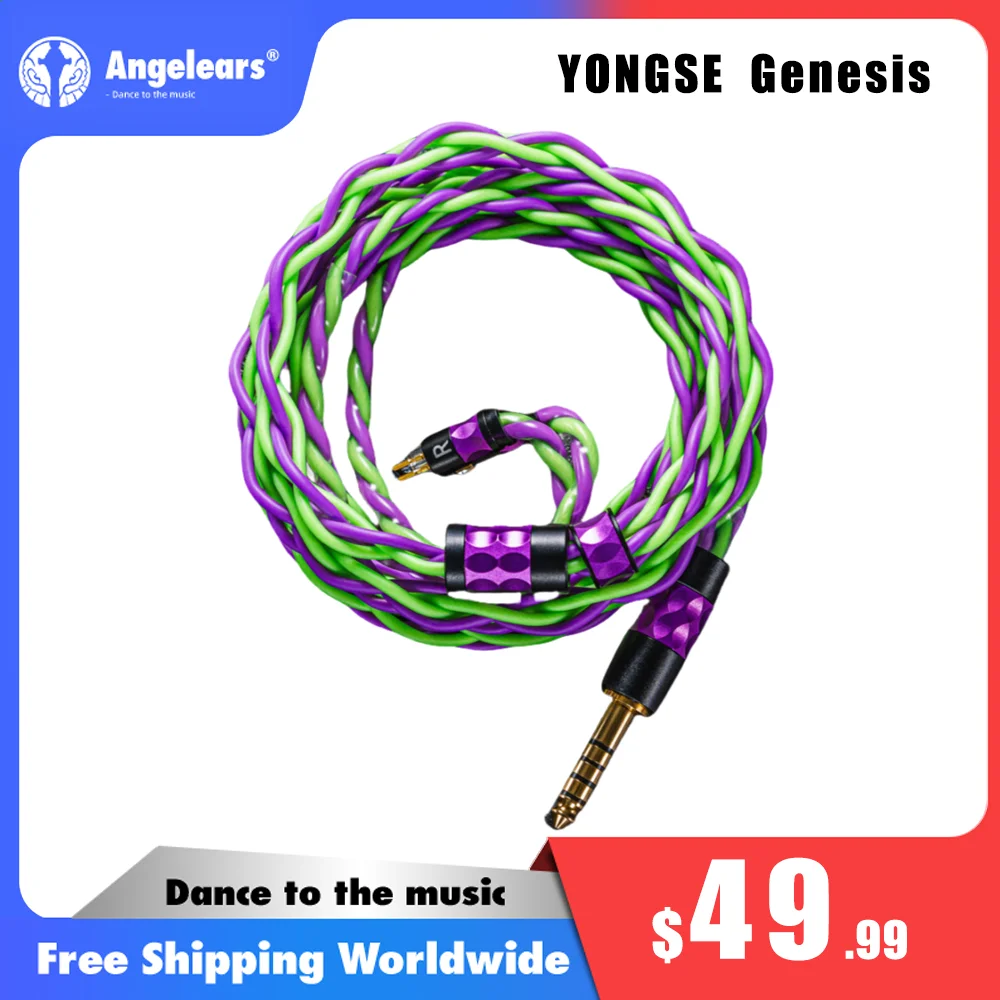 YONGSE Genesis High Quality 19AWG 4 strands 6N Silver Plated Single Crystal Copper Earphone Cable