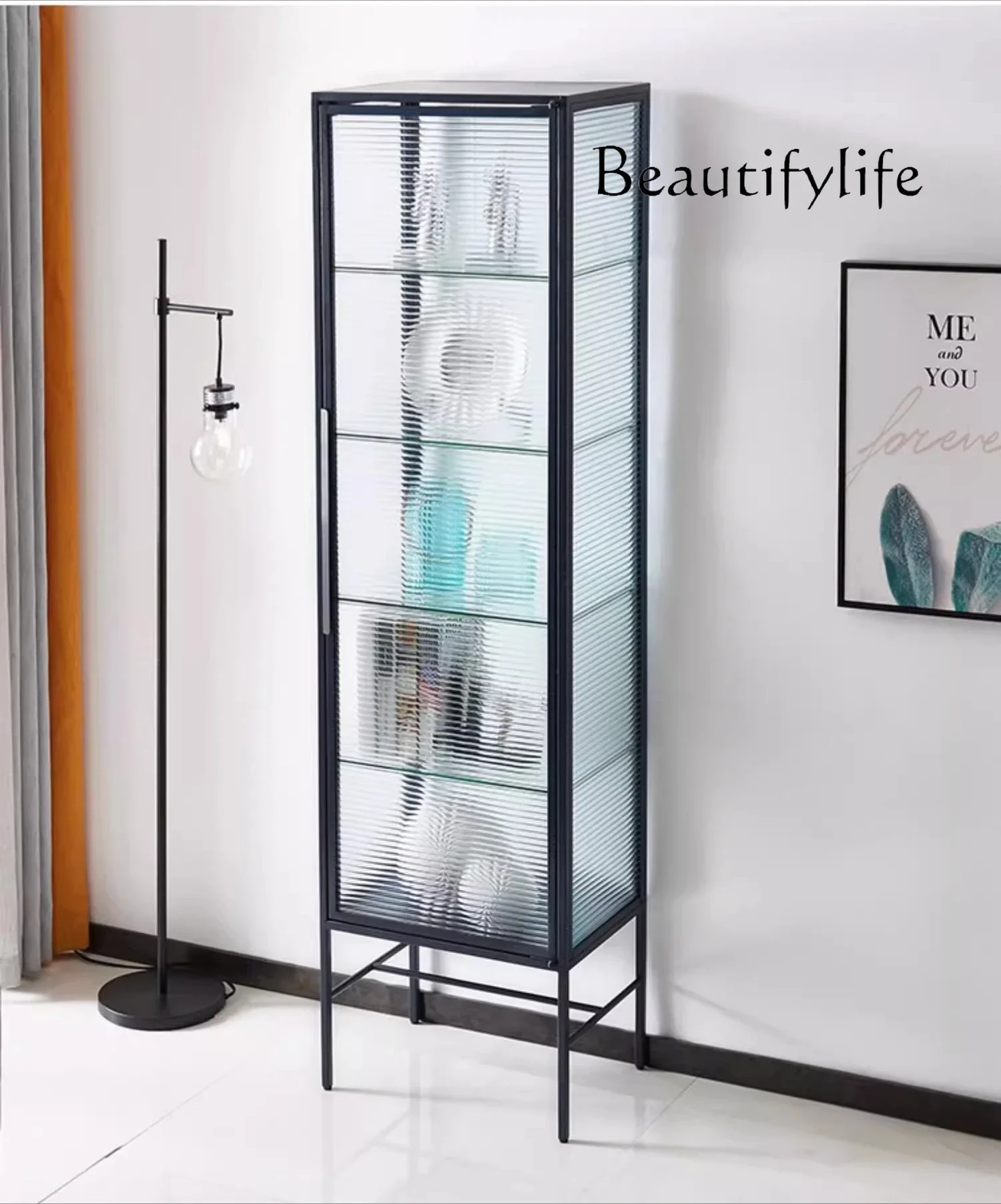 

c Single door glass cabinet original modern simple wine cabinet living room wall small apartment display cabinet ornament