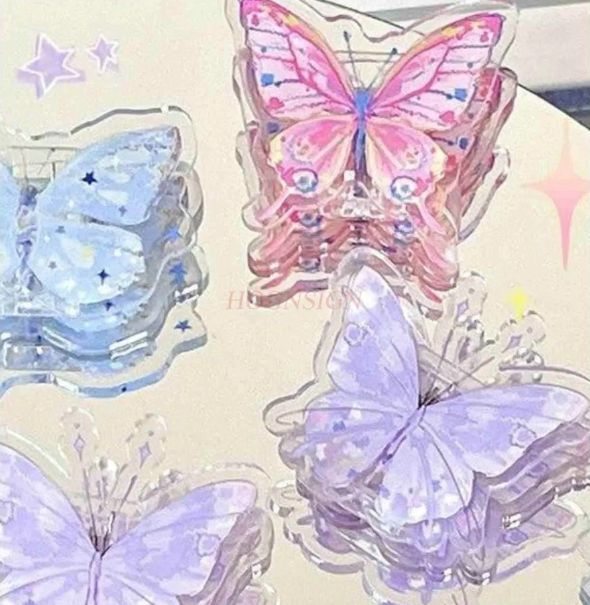 Clip acrilica a farfalla da 5 pezzi, clip a coda di rondine per carta per test del cuore della ragazza, clip per foto, clip angolare bifacciale