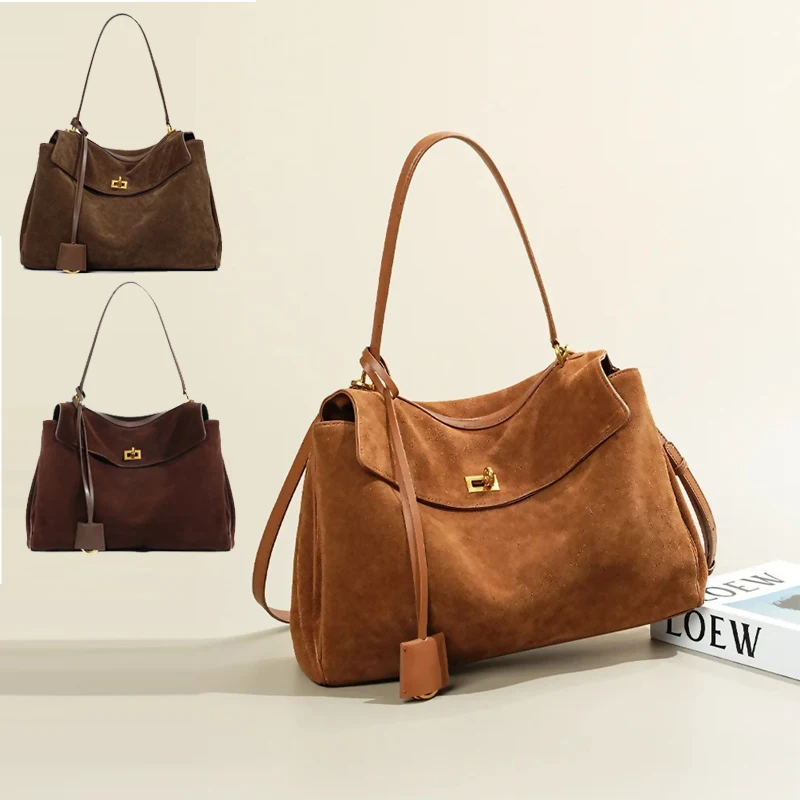 

New Suede Bag Suede Leather Bag High Quality Sac De Luxe Femme Hand Bag Ladies Shoulder Crossbody Bags Genuine Leather Tote Bag