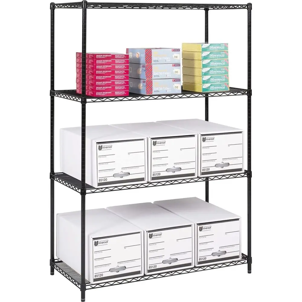

Industrial Wire Shelving Starter Unit, 48W x 24D x 72H, for Home, Office, Classrooms, Garages - Black