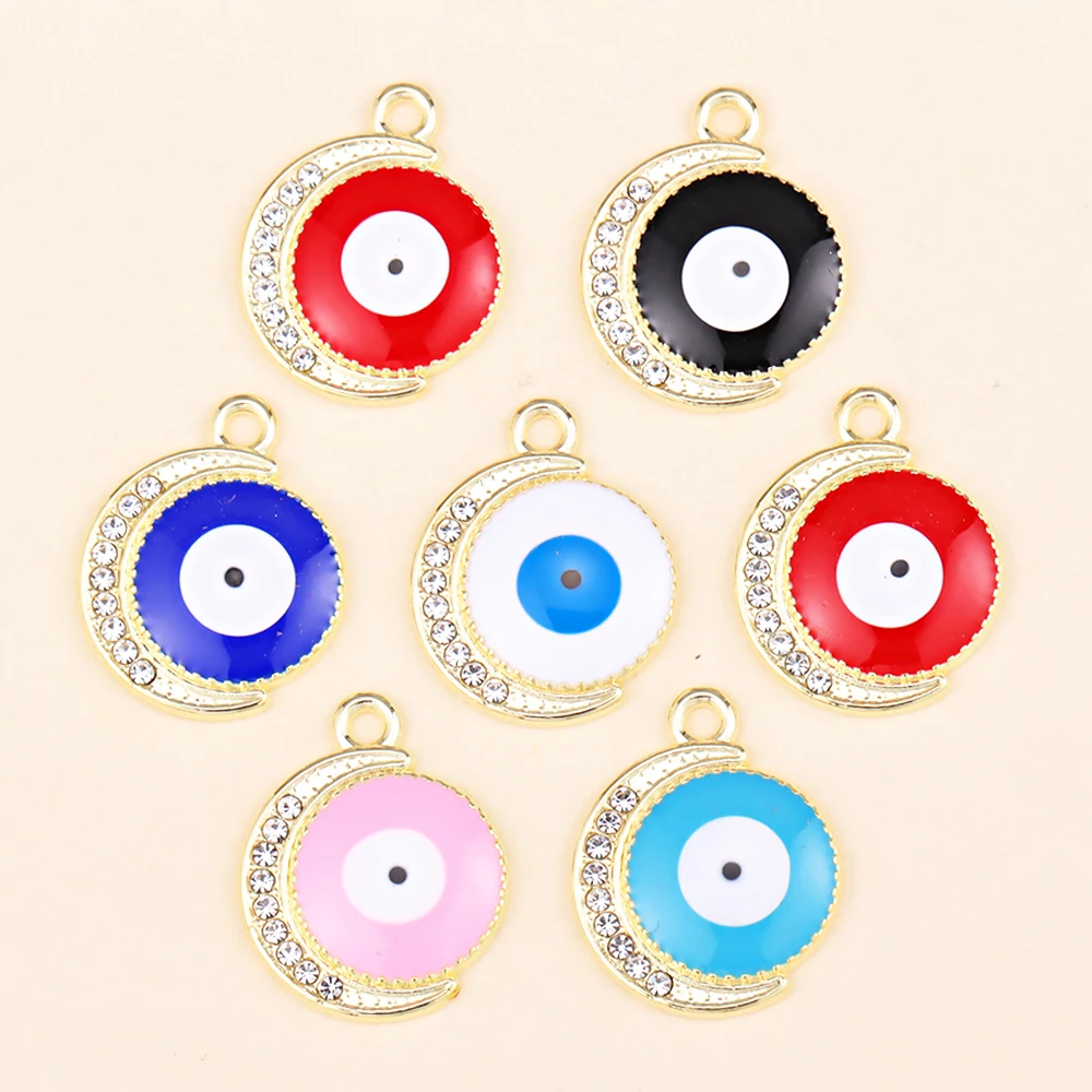 Silver Plated Alloy Evil Eye Charms for DIY Jewelry Making