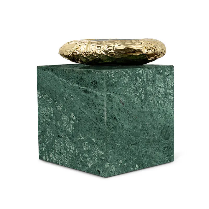 Light luxury high-end marble side table hammer pattern beating movable small table