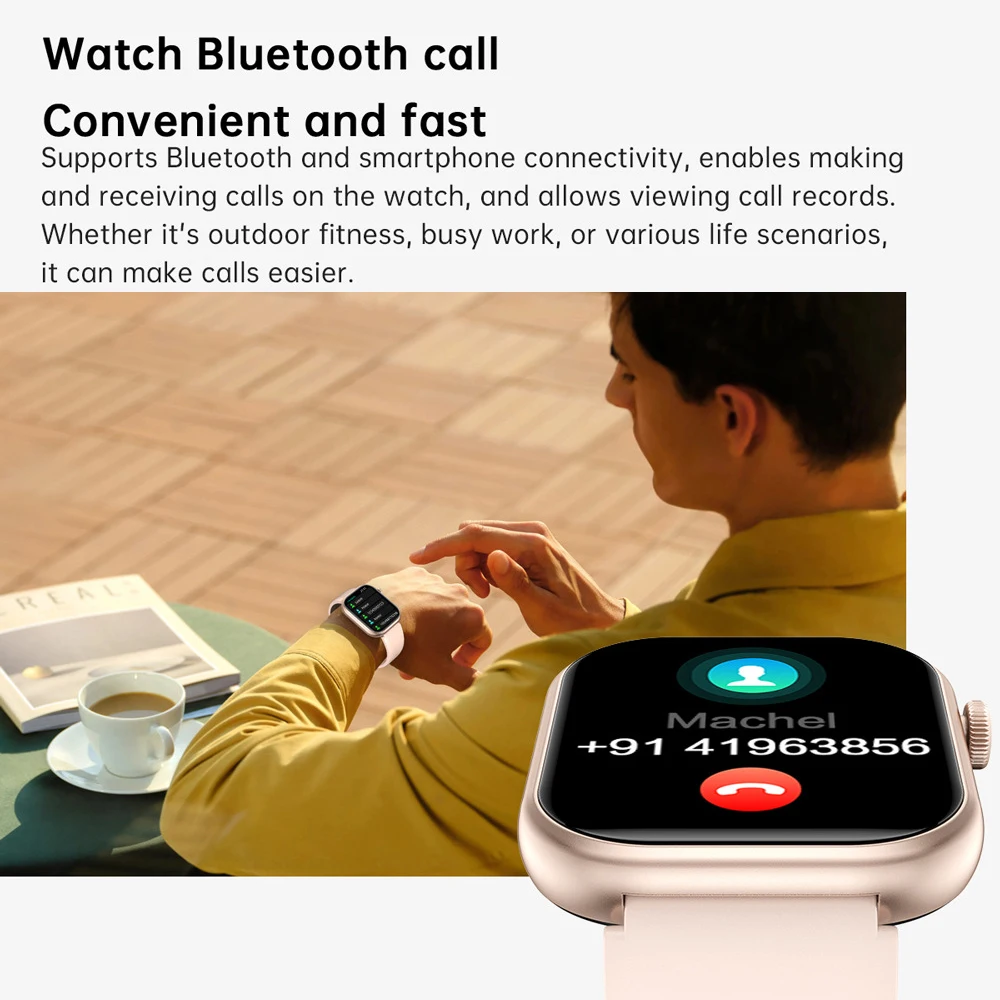 KAIMORUI jam tangan pintar pria dan wanita, arloji cerdas dengan panggilan telepon Bluetooth, monitor tekanan darah, detak jantung koneksi BT