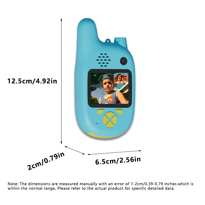 Walkie talkies para crianças, walkie talkies de vídeo infantil 2 peças com 2 peças 32 GB, talkies face a face, 70-200M, presente festivo para crianças