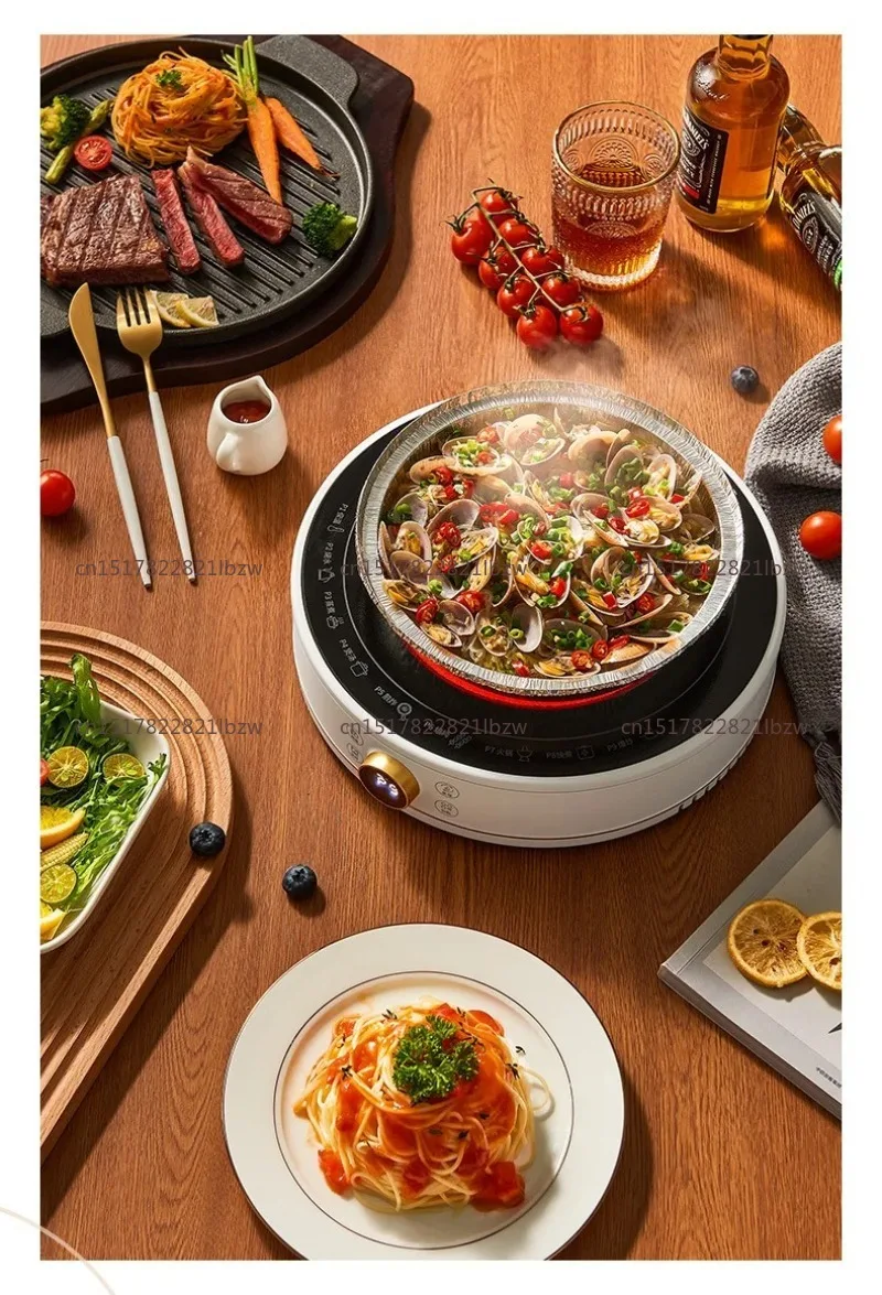 2200W High Power Electric Ceramic Stove, Mini Tea Maker & Induction Cooktop, Compact Round Electric Cooker