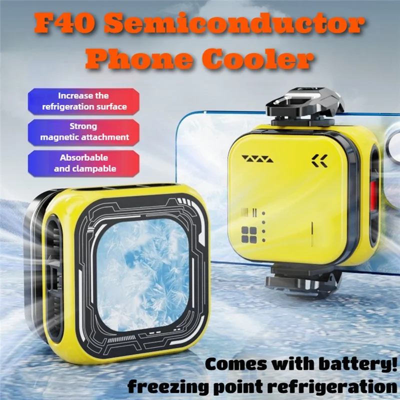 ABKI-F40 Mobile Phone Cooler 2 In 1 Radiator AI Refrigeration Semiconductor Magnetic Back-Clip Digital Display Cooling System