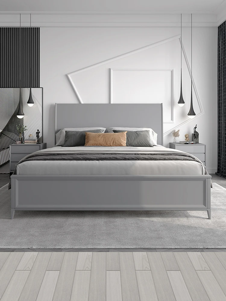 

Итальянская кровать из цельного дерева, главная спальня, двуспальная кровать премиум-класса в скандинавском стиле, современная минималистичная кровать для небольшой квартиры, кровать для хранения под давлением воздуха