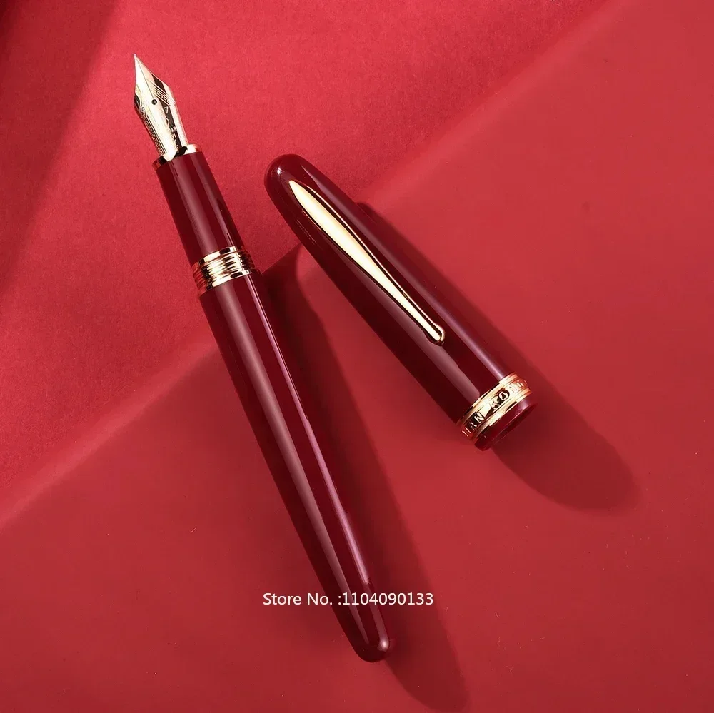 Hongdian 1841 Resin Fountain Pen Iridum EF/F Nib with Converter Red / Black Office Business Business Writing Ink Pen