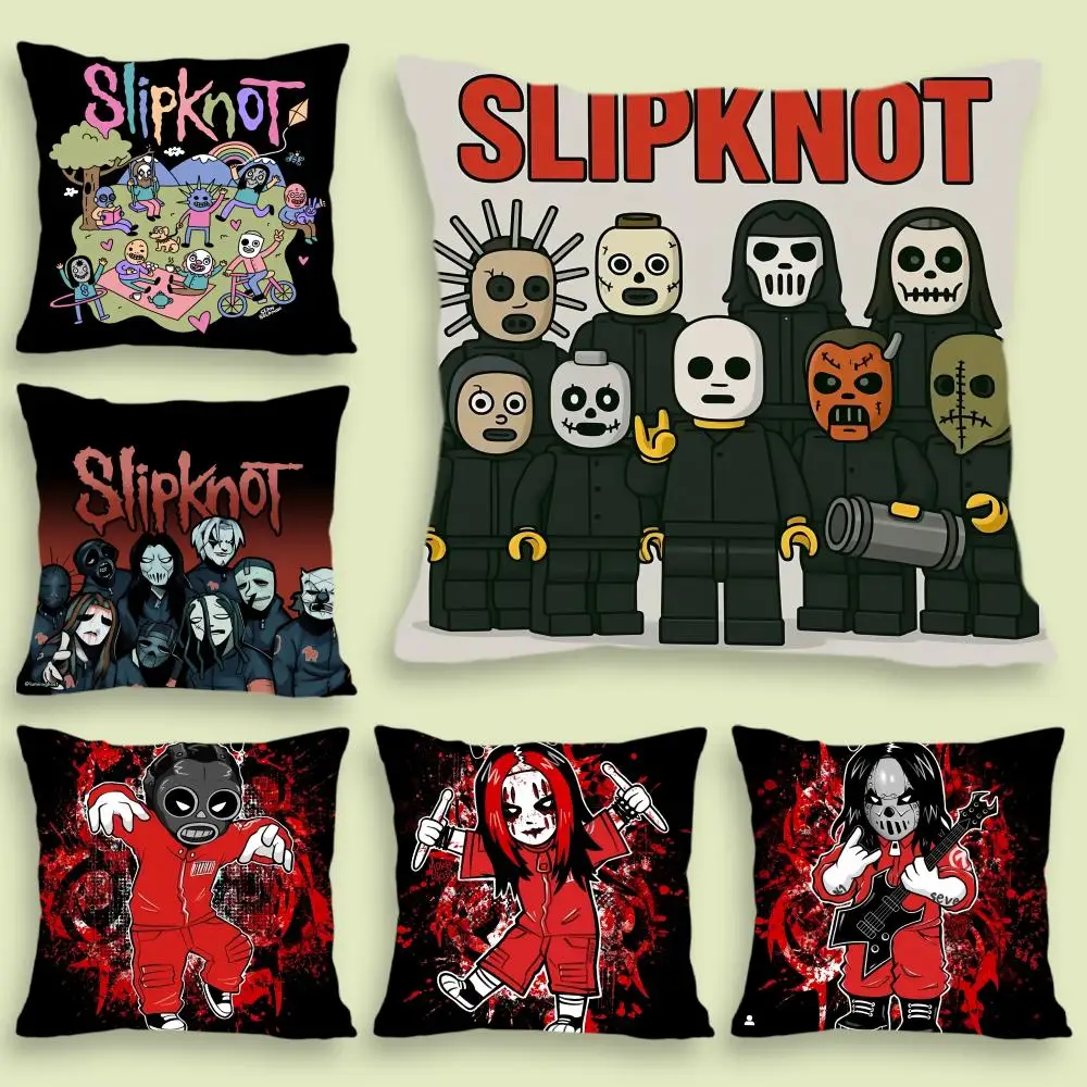 S-SlipknotS band Cushion Cover Soft Plush Fabric Double-Sided Printed Sofa Cushion Cover for All Seasons Home Decor Gift