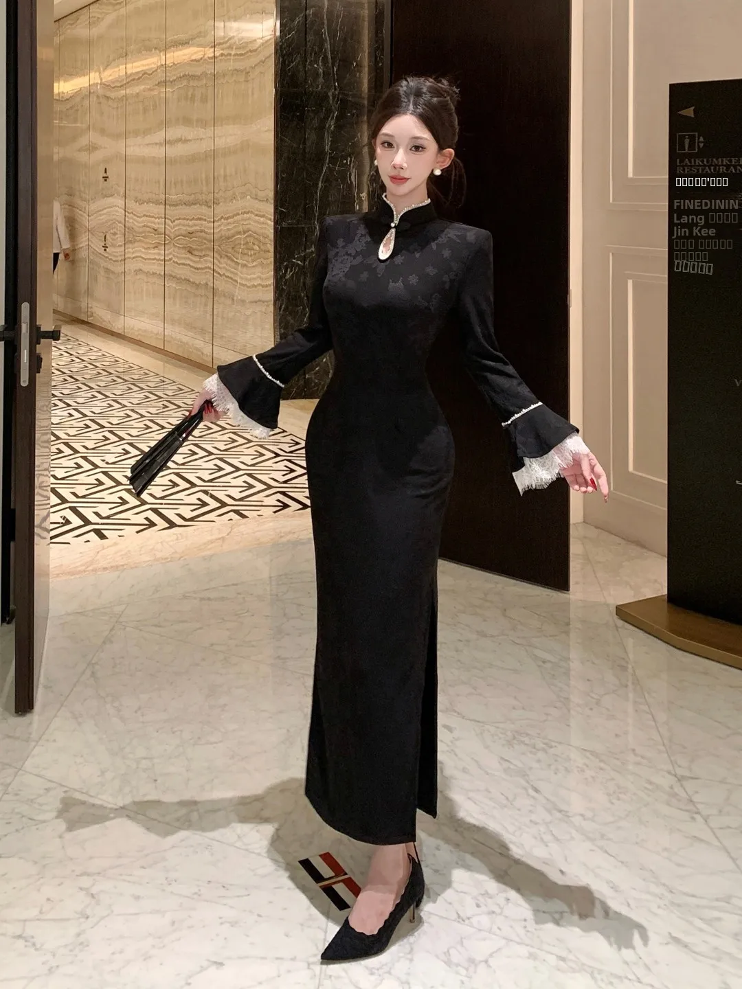 

New Chinese Sle National Trend Improved Dr Hepburn Sle Faion Personali Slim Fit Hip Covering Long Dr ...