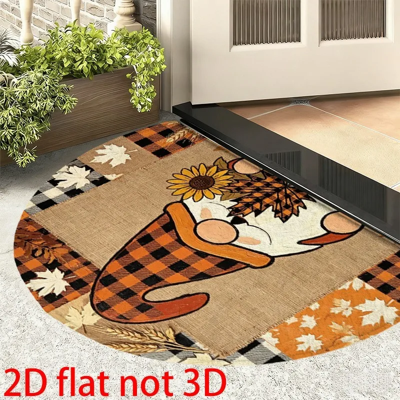 Festive Christmas Half Round Doormat Poinsettia Semicircle Carpet For Living Room Bedroom Front Door Welcome Floor Mat Large