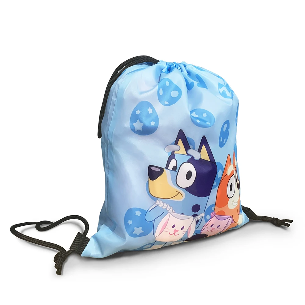 Bluey Bingo الرباط أكياس أنيمي الشكل الطباعة لطيف الكرتون المحمولة حقيبة التخزين على ظهره الأطفال حقيبة الوجبات الخفيفة