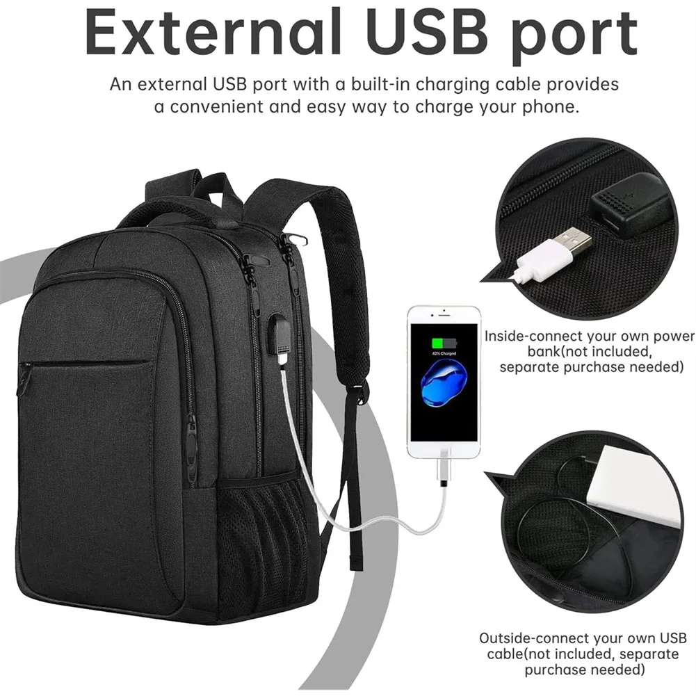 

NEW-USB Charging Port 18" Laptop Backpack Large Travel Business Waterproof Design, Slim Portable Storage Bag