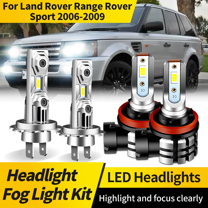 

2PCS LED Headlight Kit H11 Fog Light H7 High Low Beam 500% Super Bright 6000K White Bulbs For Land Rover Range Rover Sport 06-09