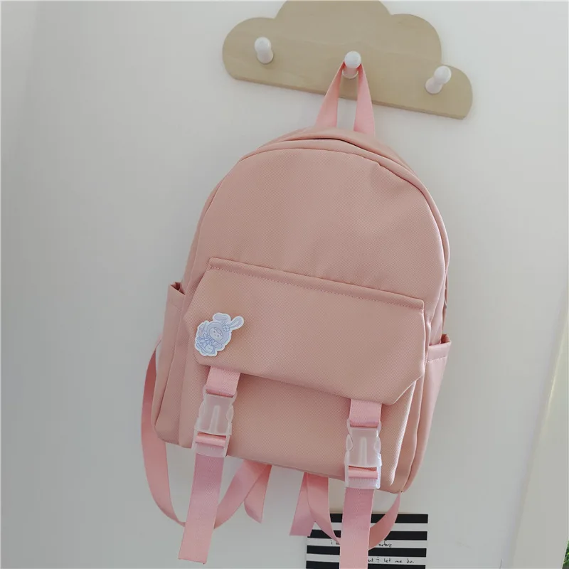 Personalized and customized name Sen series solid color, fresh college style, women's backpack, daily leisure travel backpack