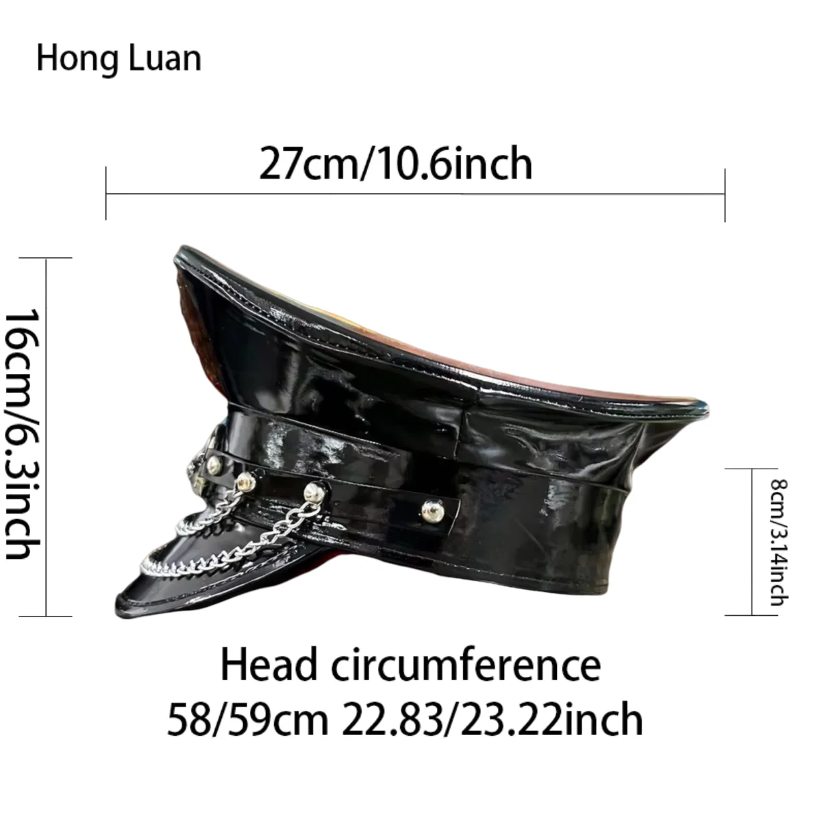 HongLuan Laser lederen kapiteinshoed Strass en militaire petten voor dames, Rave Festivals Accessoires & Feestpet Man Cosplay Fem