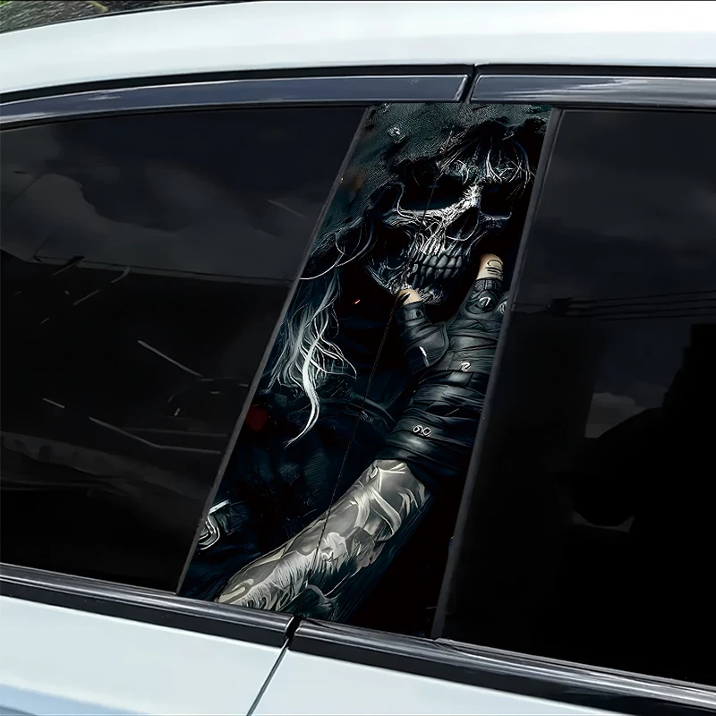 2 pieces of automotive B-pillar stickers Skull Smooth material protection film with anti-scratch properties