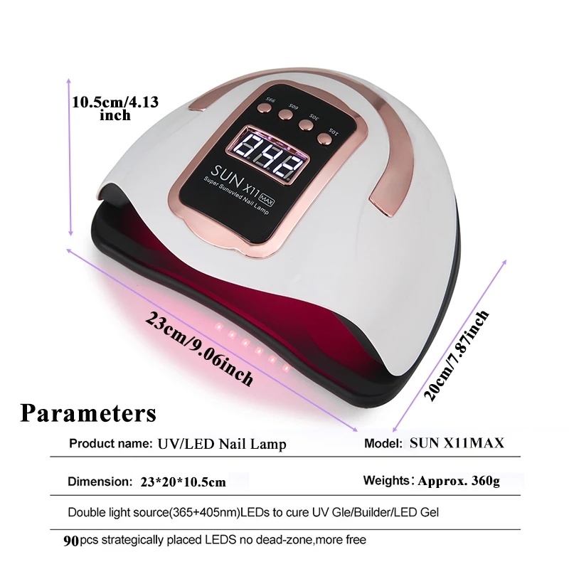 SUN X11MAX 90 المصابيح UV LED مسمار مصباح مسمار علاج هلام البولندية مصابيح للمنزل صالون قوية LED تجفيف مصابيح المهنية مسمار مجفف