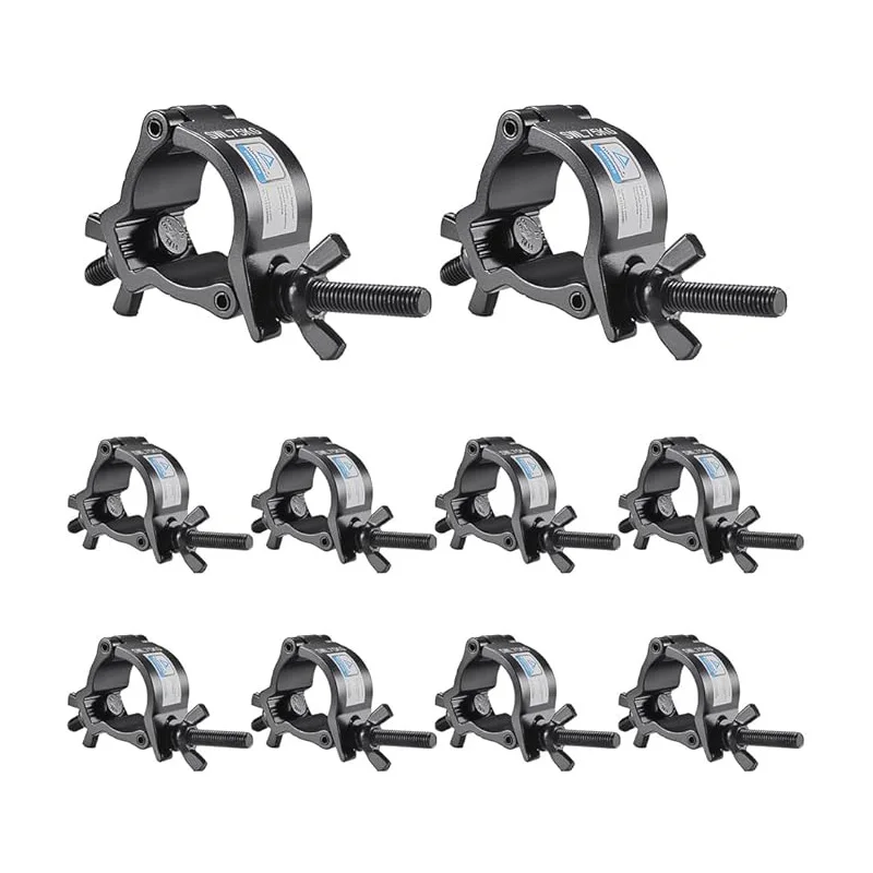 10 Pack Stage Lighting Clamp Quick Lock Truss Mount Professional 1.9-2.0 Inch (48-52mm) Aluminium Light Clamp with TUV Certified