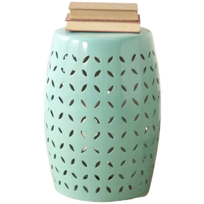 

Ceramic drum stool foyer shoe changing stool, home decoration ornament neoclassical Chinese shoe stool round pier crafts
