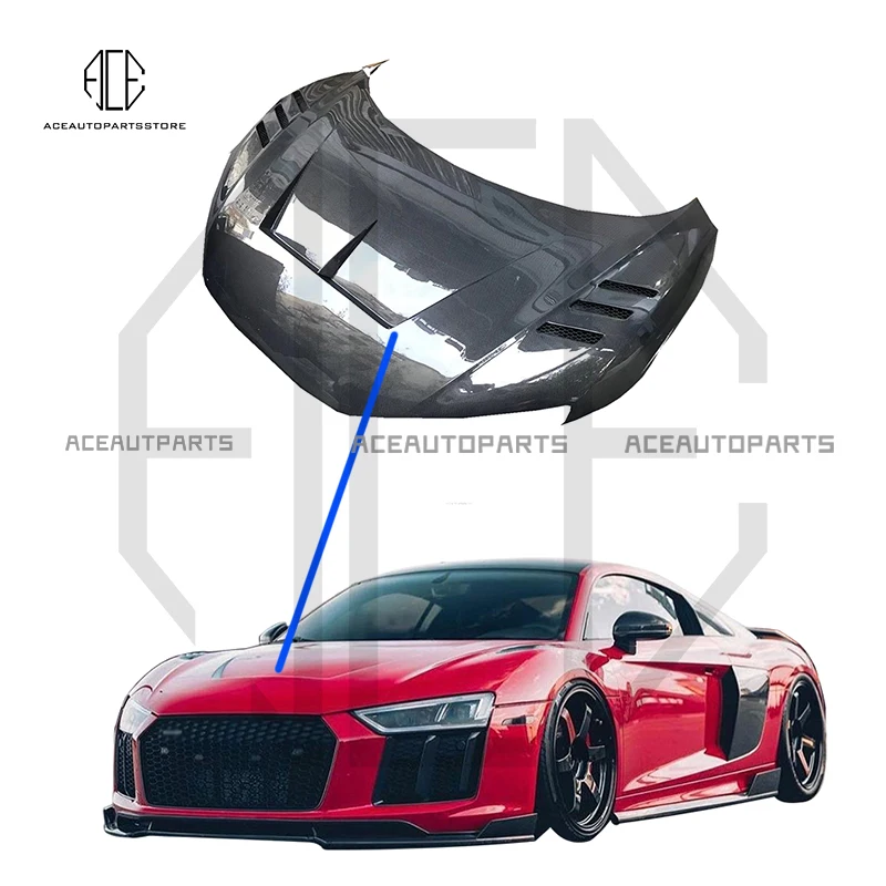 

R8 Double Carbon Fiber Hood For Audi R8 front Engine Hood Vent Cover Aero Parts Bodykits