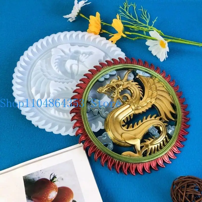 652F Semi-stereoscopic Dragon Mold Wall Ornaments Pendant Desktop Decor Silicone Mold
