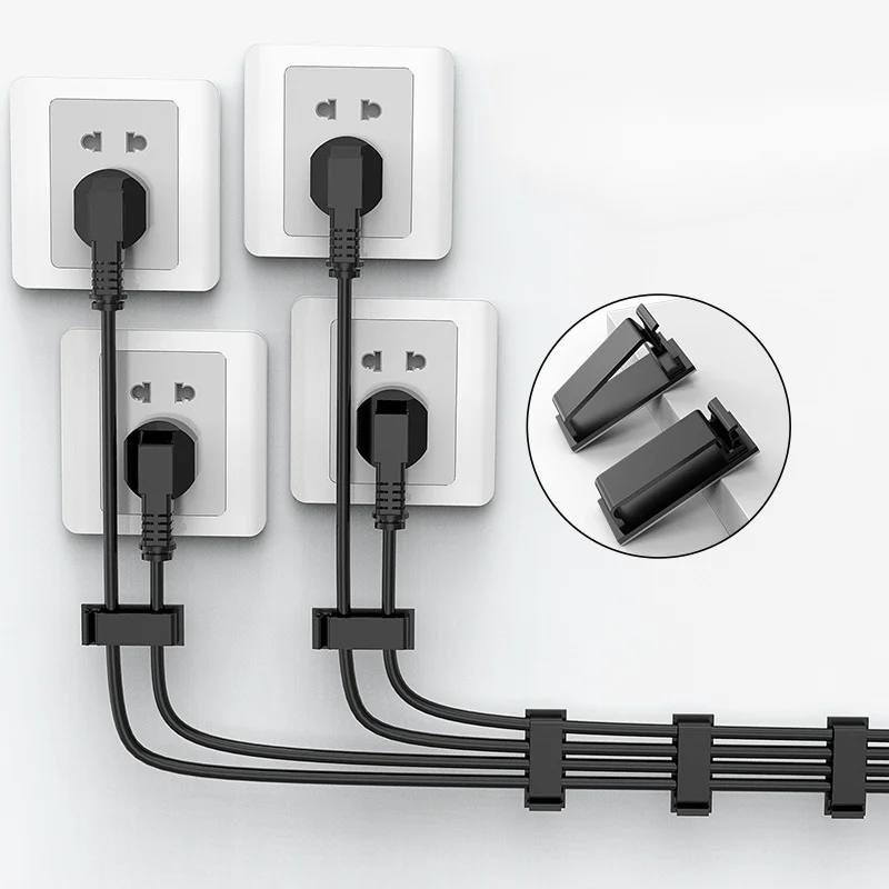 10/20/50PCS Cable Organizer Clips Wire Winder Holder Fone de ouvido Mouse Cord Clip Protector USB Cable Management Clips Wire Manager