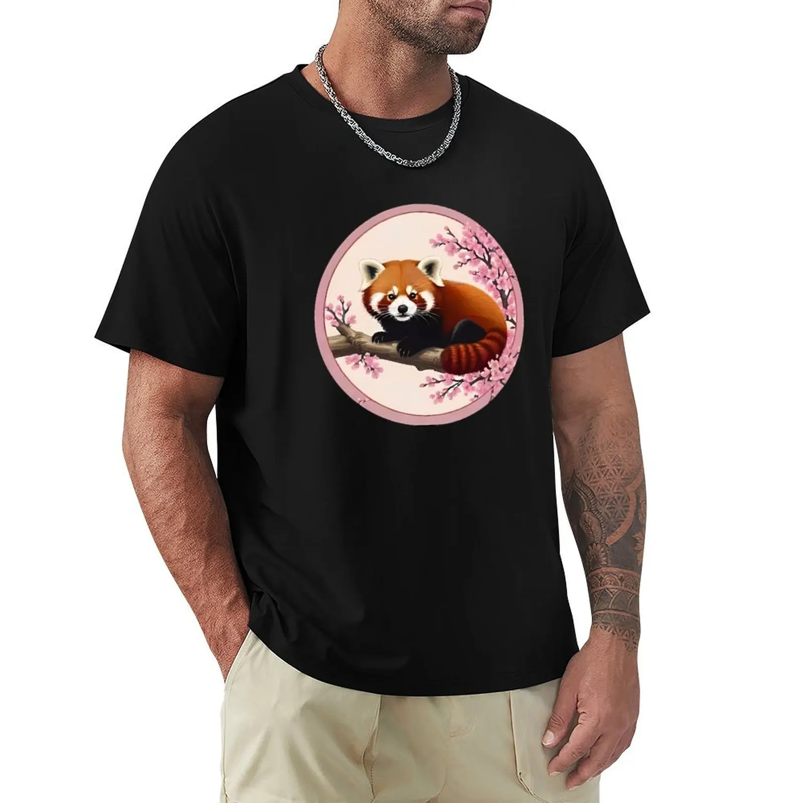 

Panda and sakura in symbiosis T-Shirt plain cheap stuff Luxury man T-shirts oversize t shirts for men pack