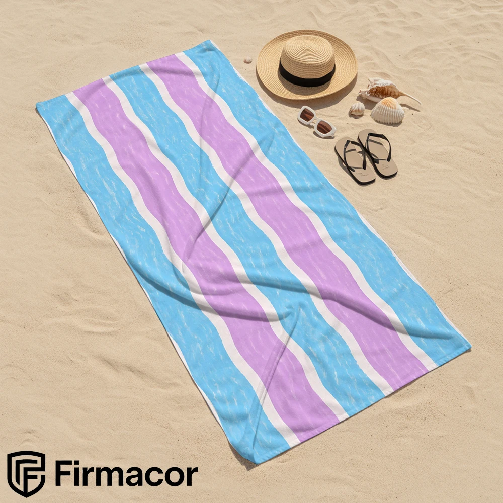 Water Texture Wavy Stripe Soft Portable Travel Towel Unisex Ultra Lightweight Microfiber Oversized Sand Quick Dry Beach Towel