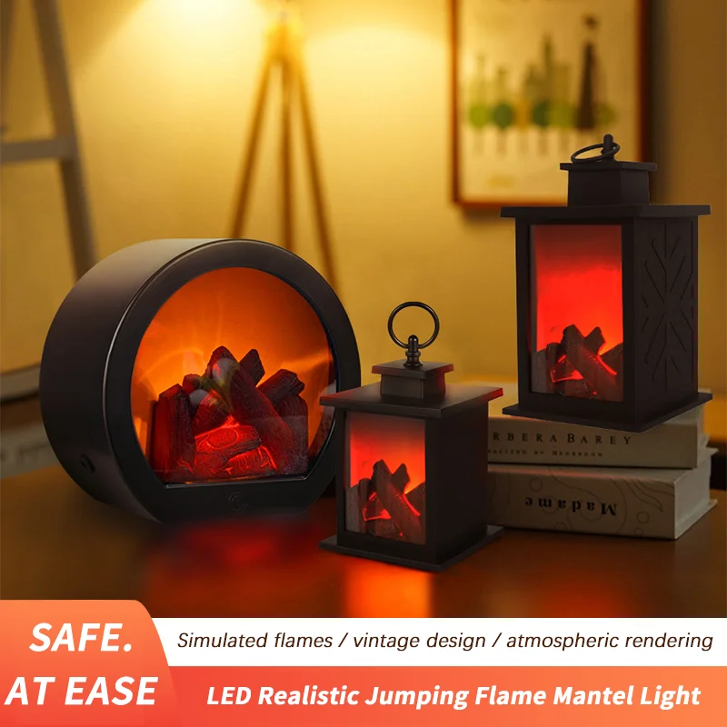 Decorative LED Simulation Fireplace Creative Home Soft Decoration Handicraft Candlestick Simulation Charcoal Flame Wind Lamp