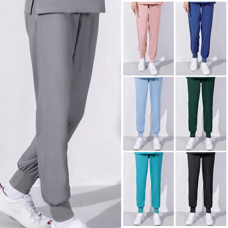 Elastic Waist Medical Bottoms Women Scrubs Pant Hospital Doctors Clothing Nurse Jogger Accessories Solid Color Workwear