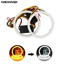 1pair White Amber Dual Color LED Angel Eyes 60mm 70mm 80mm 90mm 100mm 110mm 120mm 4014 Chip DRL Daytime Running Car Headlight