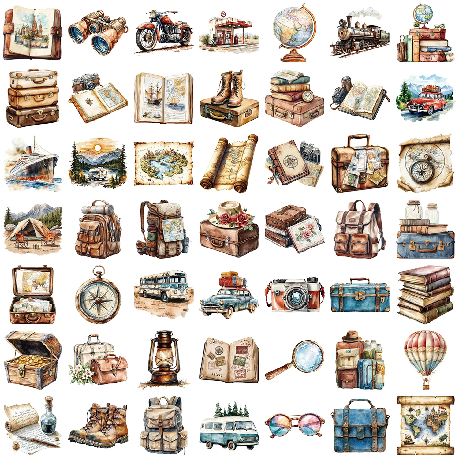 50/100PCS Vintage Travel Graffiti Stickers Decals Diary Laptop Fridge Suitcase Decoration Scrapbooking Sticker image 3