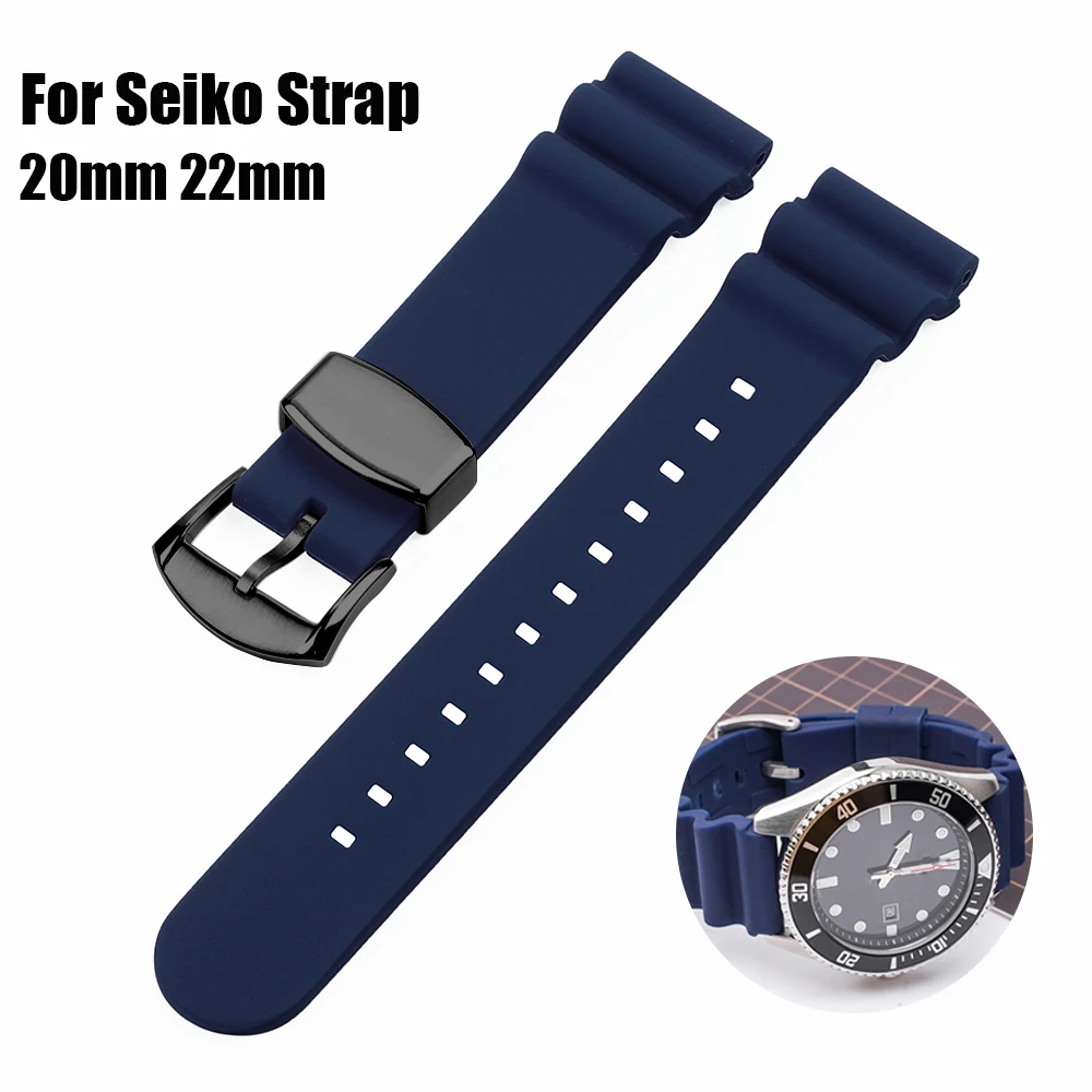 20mm 22mm Silicone Watch Band for SEIKO for Water Ghost Diving 007 for Abalone Rubber Watch Strap Ring Clasp Pin Buckle Bracelet