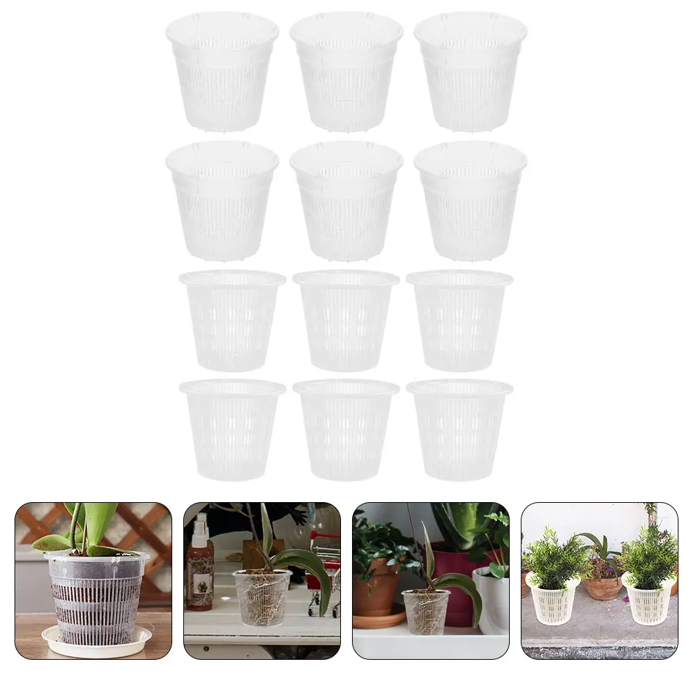 

12pcs Root Control Pots Plastic Orchid Planting Flowerpots Drainage Holes Indoor Outdoor Multipurpose Planter Garden Flowerpot