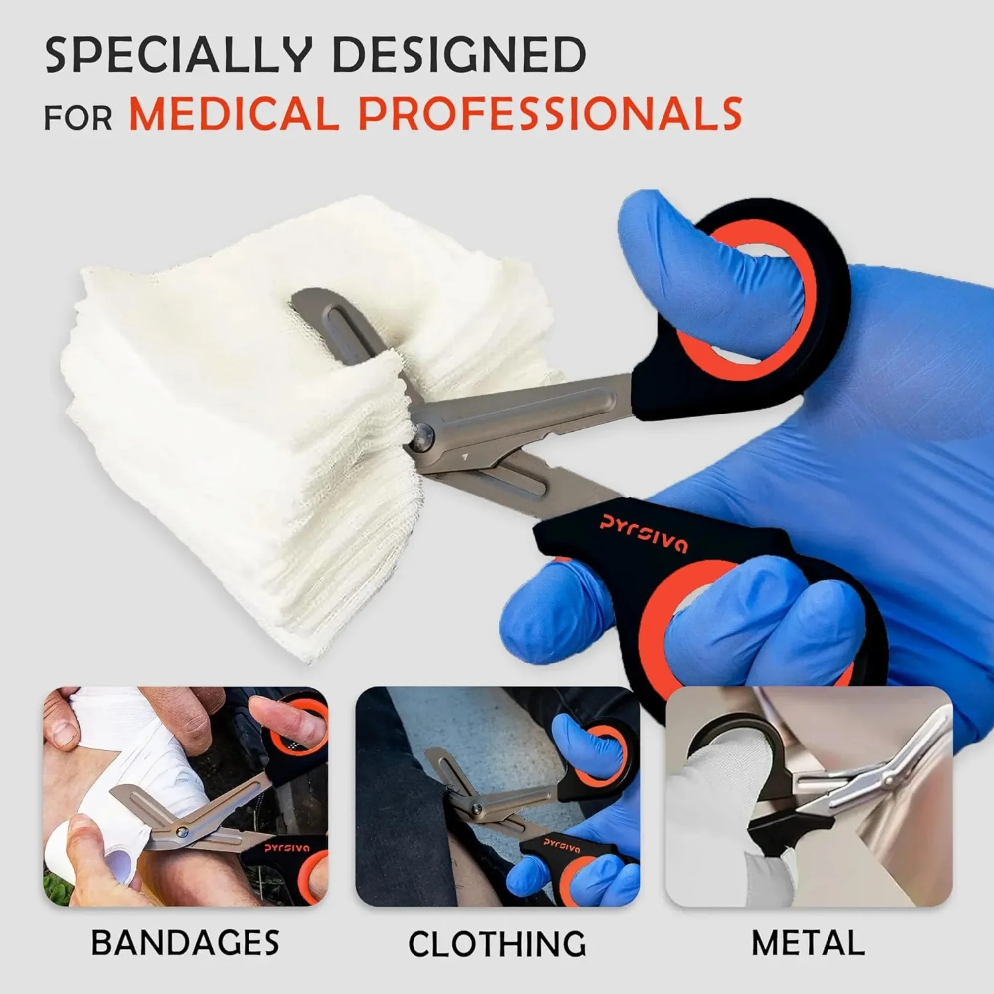 PYRSIVA Trauma Shears for Nurses - Premium Medical Scissors for Nurses, First Aid Scissors for EMT and EMS, Professional Bandage