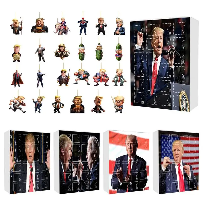 Trump Christmas Advent Calendar Christmas Acrylic Ornaments Countdown President Supporter Countdown Calendar for Window